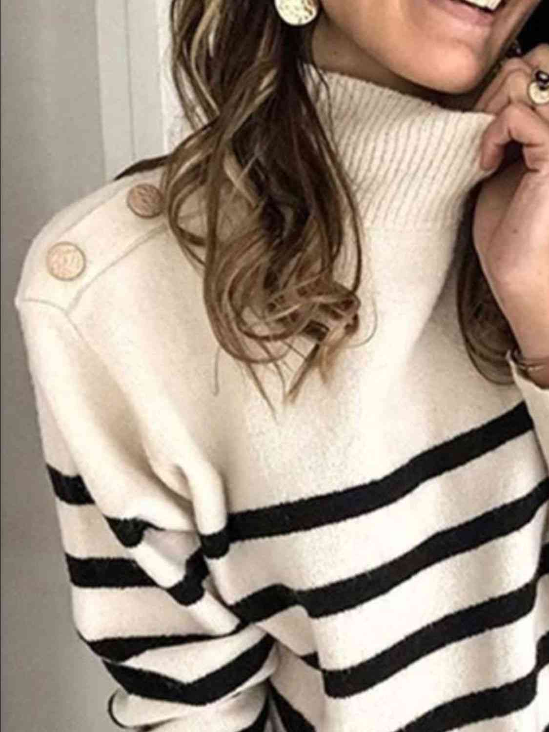 Striped Shoulder Detail Sweater