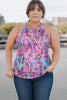 Plus Size Printed Round Neck Sleeveless Tank Top