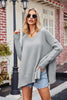 V-Neck Slit Exposed Seam Sweater