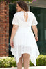 Plus Size Round Neck Short Sleeve Lace Trim Dress