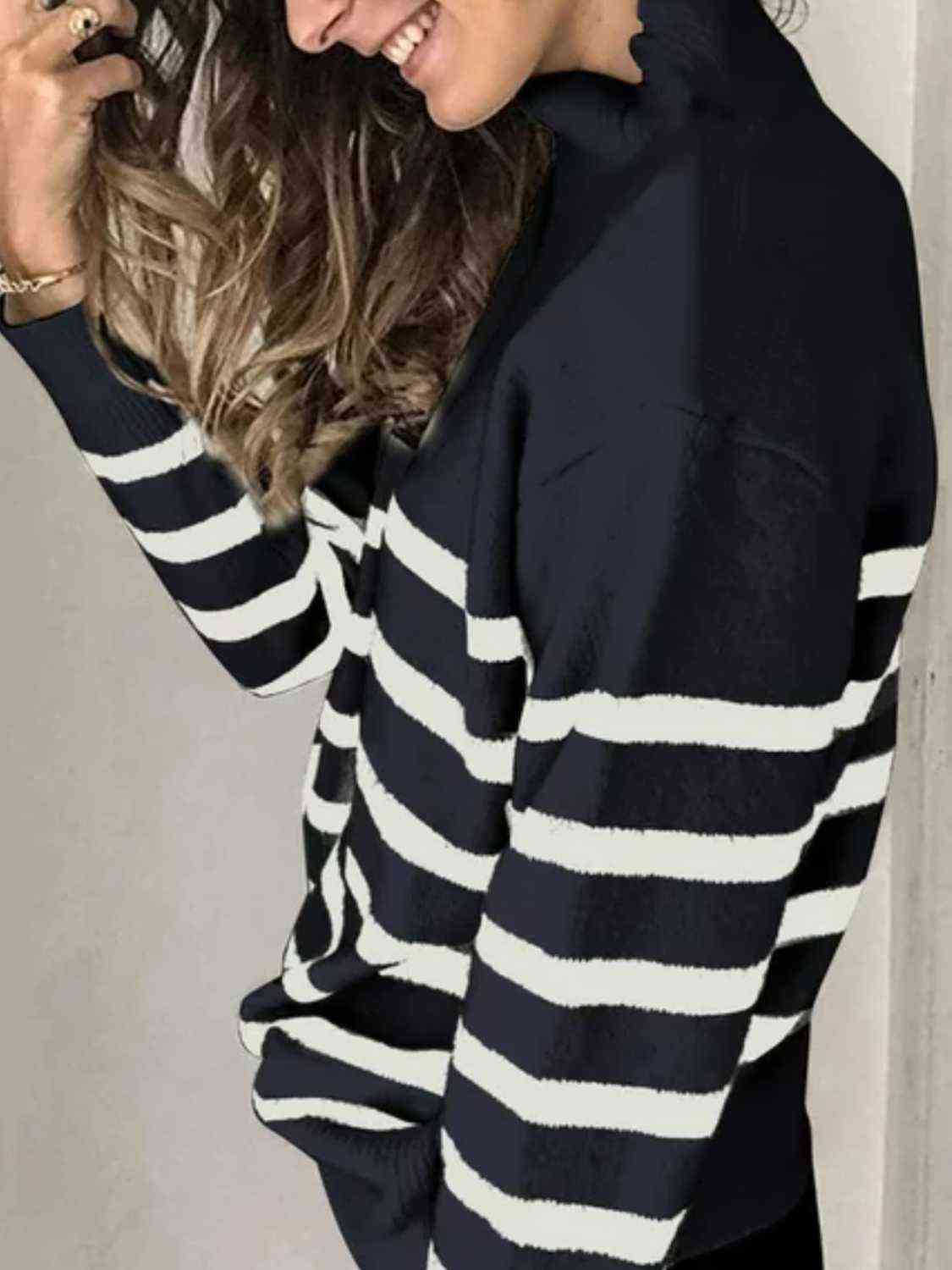 Striped Shoulder Detail Sweater