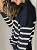 Striped Shoulder Detail Sweater