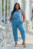 ODDI Full Size Acid Wash Casual Jumpsuit