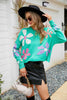 Flower Round Neck Drop Shoulder Sweater