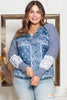 Plus Size V-Neck Printed Raglan Sleeve Blouse