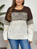 Plus Size Round Neck Long Sleeve Printed Sweater