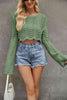 Round Neck Long Sleeve Cropped Sweater