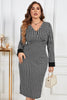 Melo Apparel Plus Size Houndstooth V-Neck Midi Dress