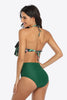 Two-Tone Ruffled Halter Neck Two-Piece Swimsuit