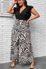 Plus Size Printed Surplice Neck Wide Leg Jumpsuit