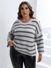 Plus Size Striped Dropped Shoulder Sweater