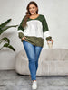 Plus Size Color Block Long Sleeve Sweater