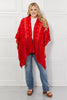 Justin Taylor Pom-Pom Asymmetrical Poncho Cardigan in Red