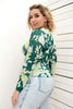 Plus Size Printed Round Neck Long Sleeve Blouse