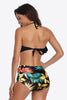 Two-Tone Ruffled Halter Neck Two-Piece Swimsuit