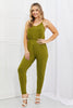 Capella Comfy Casual Full Size Solid Elastic Waistband Jumpsuit in Chartreuse