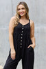 HEYSON All Day Full Size Wide Leg Button Down Jumpsuit in Black