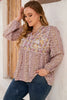 Plus Size V-Neck Printed Long Sleeve Blouse