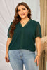 Plus Size Swiss Dot Spliced Lace V-Neck Blouse