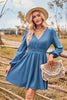 V-Neck Smocked Waist Mini Dress