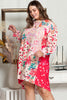 Plus Size Printed Flounce Sleeve Dress