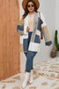 Plus Size Color Block Long Sleeve Cardigan