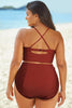 Halter Neck Crisscross Ruched Two-Piece Swimsuit