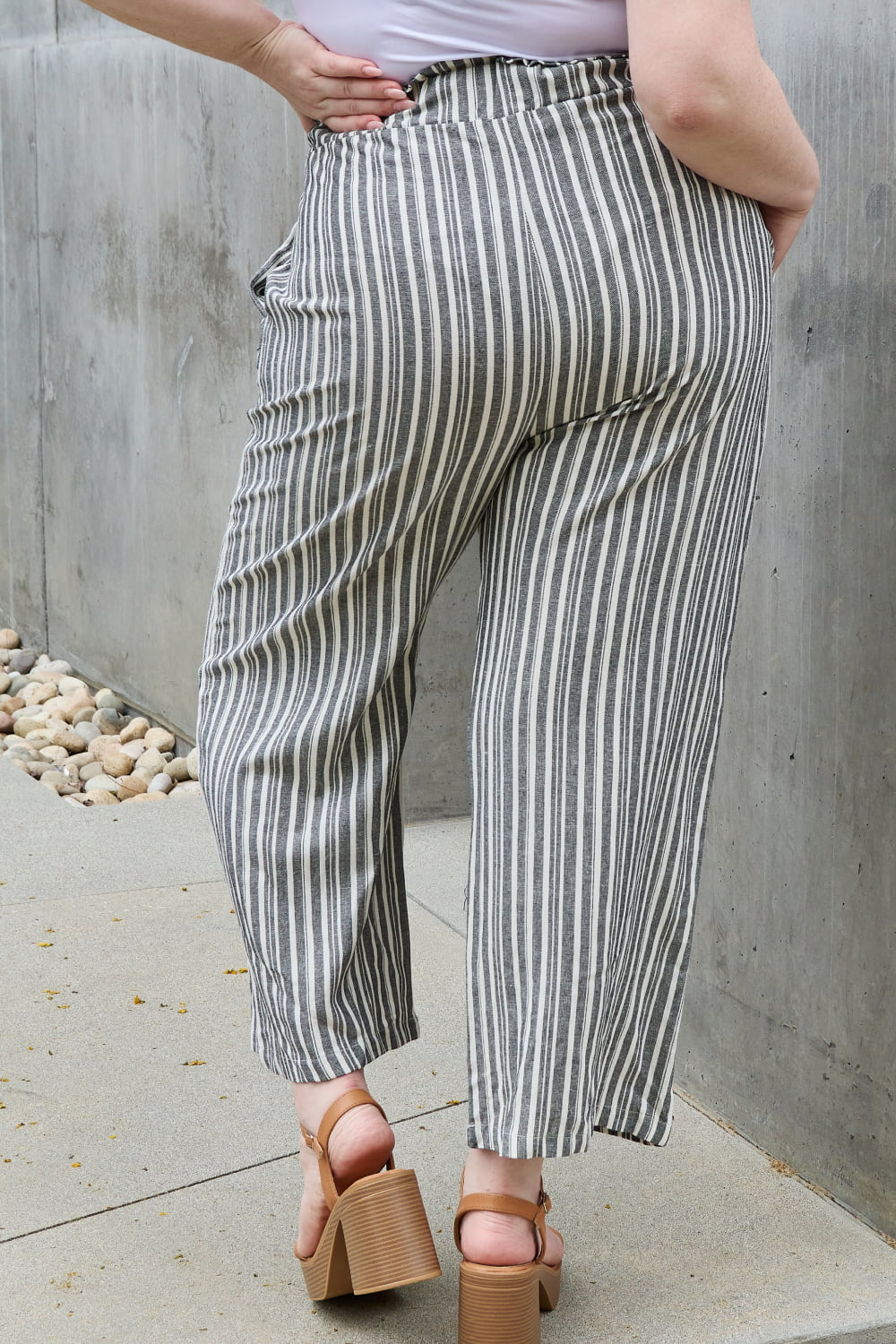 Heimish Find Your Path Full Size Paperbag Waist Striped Culotte Pants