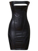 Faux Leather Cutout Strapless Bandage Dress