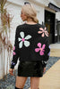 Flower Round Neck Drop Shoulder Sweater