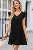 Ruffled V-Neck Flutter Sleeve Dress