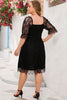 Plus Size Lace Flounce Sleeve Square Neck Dress