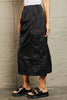 HYFVE Just In Time High Waisted Cargo Midi Skirt in Black