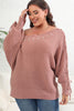 Plus Size One Shoulder Beaded Sweater