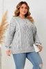 Plus Size Cold Shoulder Asymmetrical Cable-Knit Top