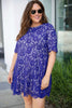 Plus Size Lace Detail Short Sleeve Round Neck Mini Dress