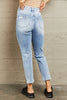 BAYEAS High Waisted Distressed Slim Cropped Jeans