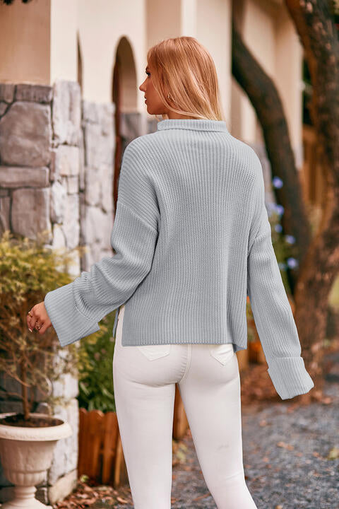 Mock Neck Drop Shoulder Sweater