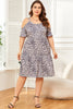 Plus Size Cold Shoulder Ruffle Hem Scoop Neck Dress