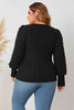 Plus Size Round Neck Lantern Sleeve Blouse