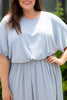 Plus Size Round Neck Split Flutter Sleeve Maxi Dress