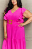 GeeGee Fancy Fizz Plus Size Tiered Side Slit Maxi Dress