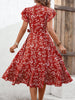 Floral Surplice Neck Flutter Sleeve Dress